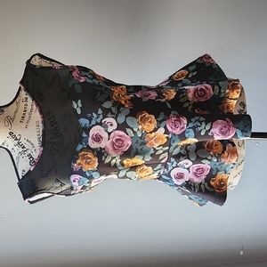 Forever 21 Floral and Sheer Peplum Tank, Large